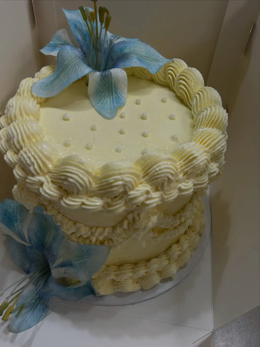 Blue and white custom cake by Cakes by PG